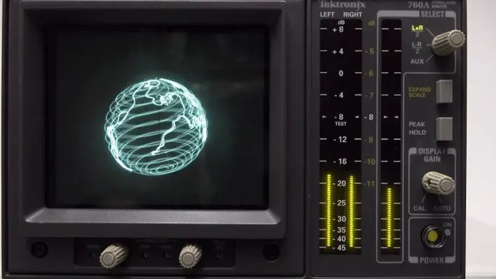 An oscilloscope can be made to display shapes by playing sounds into it. Making music from these sounds while simultaneously drawing images with those sounds takes things to another level.