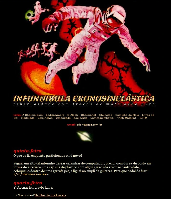 “Infundíbula Cronossinclástica”, meu segundo blog, 2000.