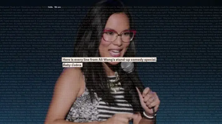Web animated analysis of Ali Wong's stand up.